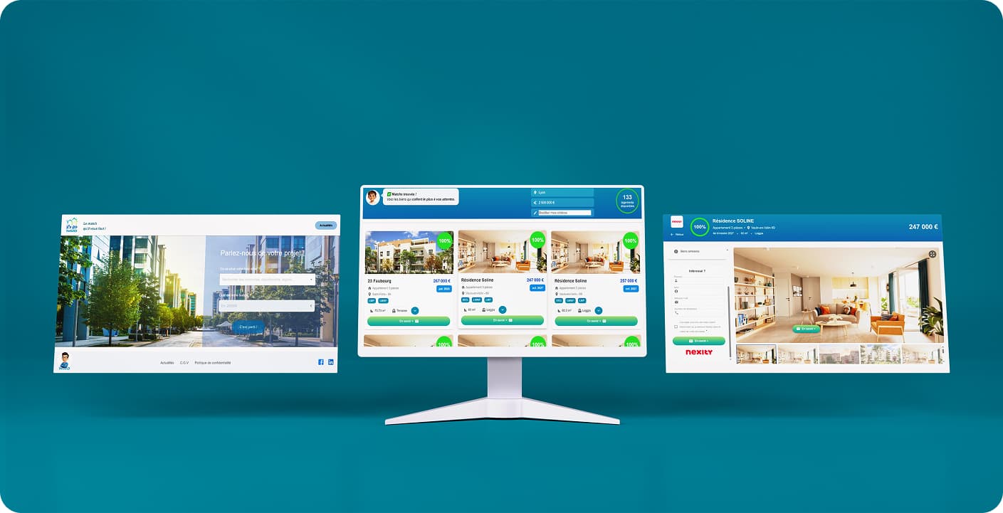 Interface Hop Hop Immo - Plateforme de diffusion immobilière intelligente avec matching automatique pour promoteurs