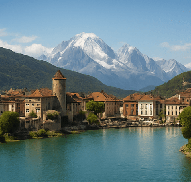 Illustration : Grenoble et Annecy illustrent l’attractivité de la région avec leur cadre de vie exceptionnel, entre montagnes, lacs et dynamisme économique.