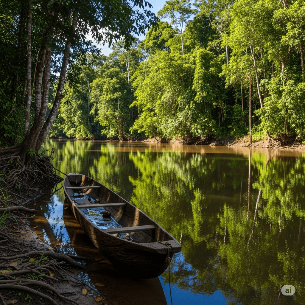 Illustration : Fleuves comme l’Oyapock ou le Maroni permettent navigation, pêche et découverte de villages amérindiens et bushinengués.