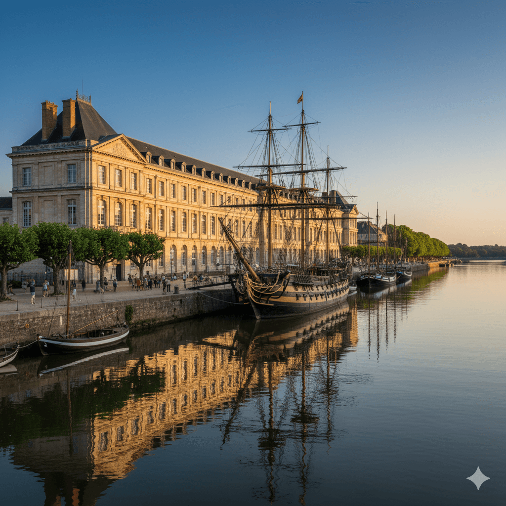 Illustration : Découvrez un patrimoine maritime exceptionnel avec la Corderie Royale, l'arsenal de Colbert, et la réplique du célèbre navire, l'Hermione. Un voyage dans le temps fascinant.