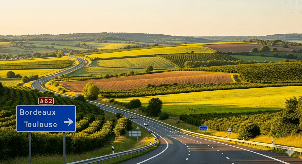 Illustration : Idéalement placé entre les métropoles de Bordeaux et Toulouse, le département est bien desservi par l'autoroute A62 et le TGV, alliant quiétude rurale et connexion facile.