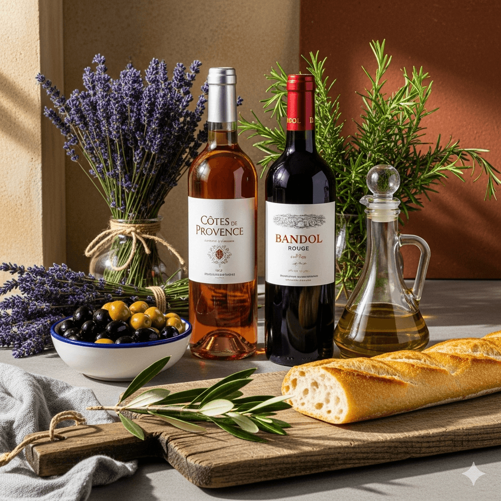 Illustration : Huile d’olive, herbes de Provence, vins de Bandol et rosés de Provence composent une gastronomie typique et reconnue.