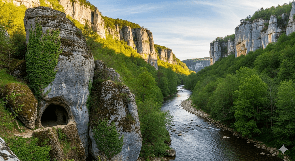Illustration : Explorez la 'Vallée de l'Homme', site classé au patrimoine mondial de l'UNESCO, et découvrez des trésors préhistoriques uniques au monde comme la célèbre grotte de Lascaux.