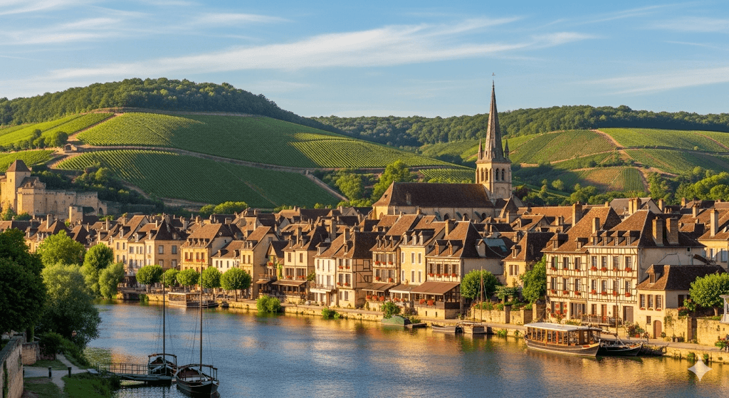 Illustration : Parcourez la route des vins de Bergerac et dégustez ses nectars (Monbazillac, Pécharmant). Explorez le charmant centre historique de la ville de Cyrano.
