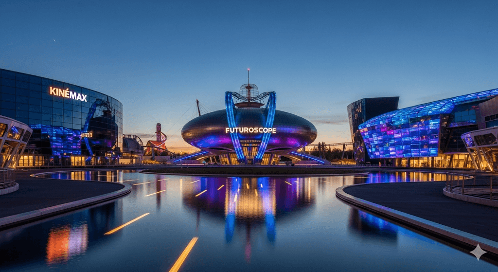Illustration : Parc d'attraction de renommée internationale et technopole, le Futuroscope est le moteur économique et touristique du département, attirant familles et entreprises.