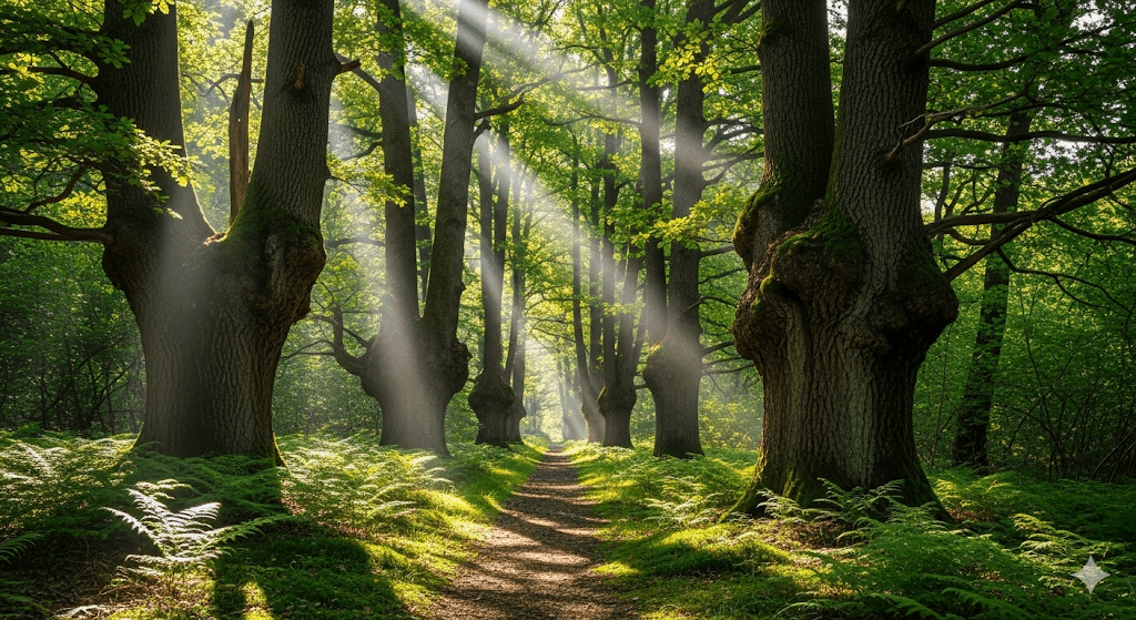 Illustration : Considérée comme l'une des plus belles chênaies d'Europe, la forêt de Tronçais est un espace naturel d'exception pour la randonnée et la sylvothérapie.